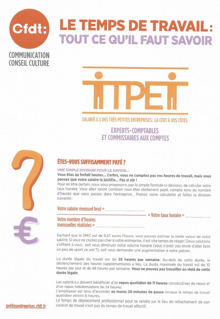 Tpe Le Temps De Travail Tout Ce Quil Faut Savoir Cfdt S C